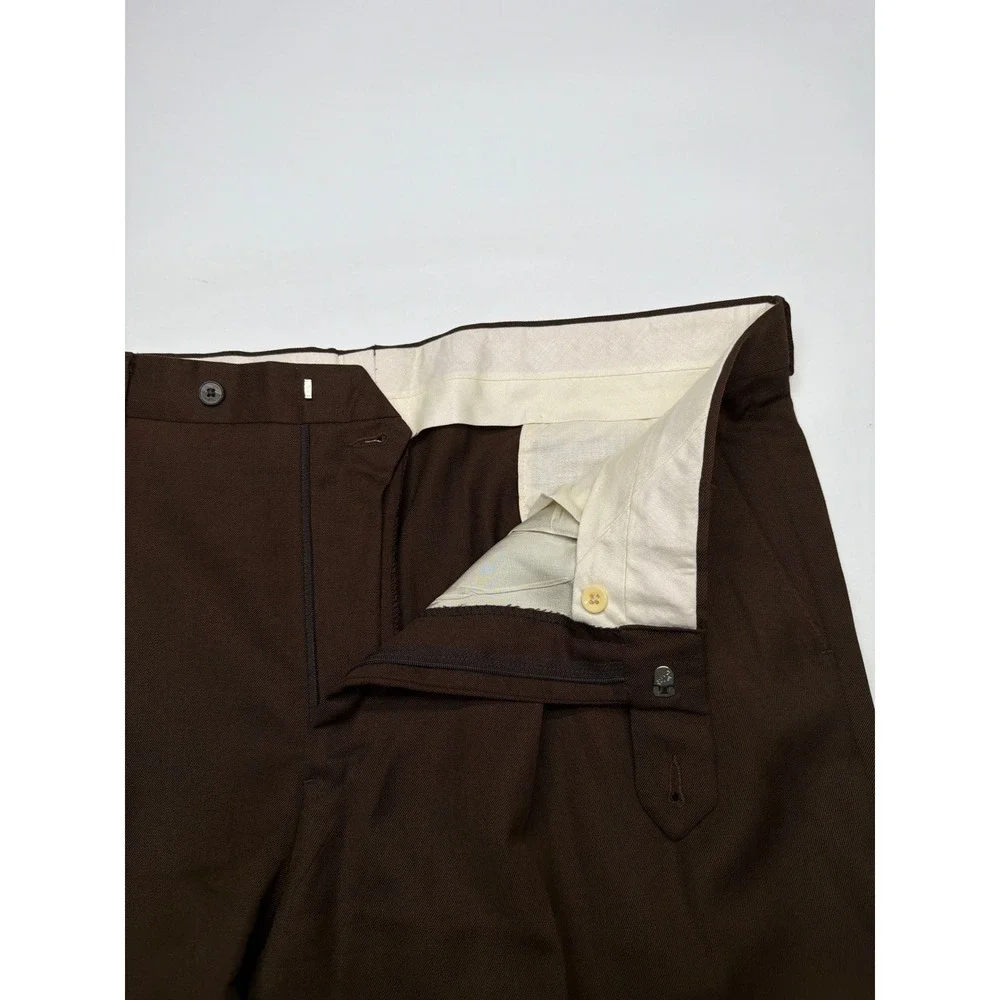 Monsieur by Givenchy Vintage Brown Double Pleated Cuffed Dress‎ Pants Mens 36R